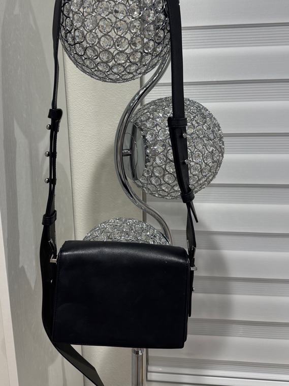 All Saints Black Leather Crossbody Bag With Adjustable Strap